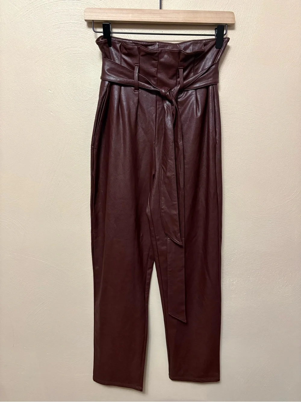 Commando Faux Leather Paperbag Pant Oxblood Red Maroon Size XS NWT New